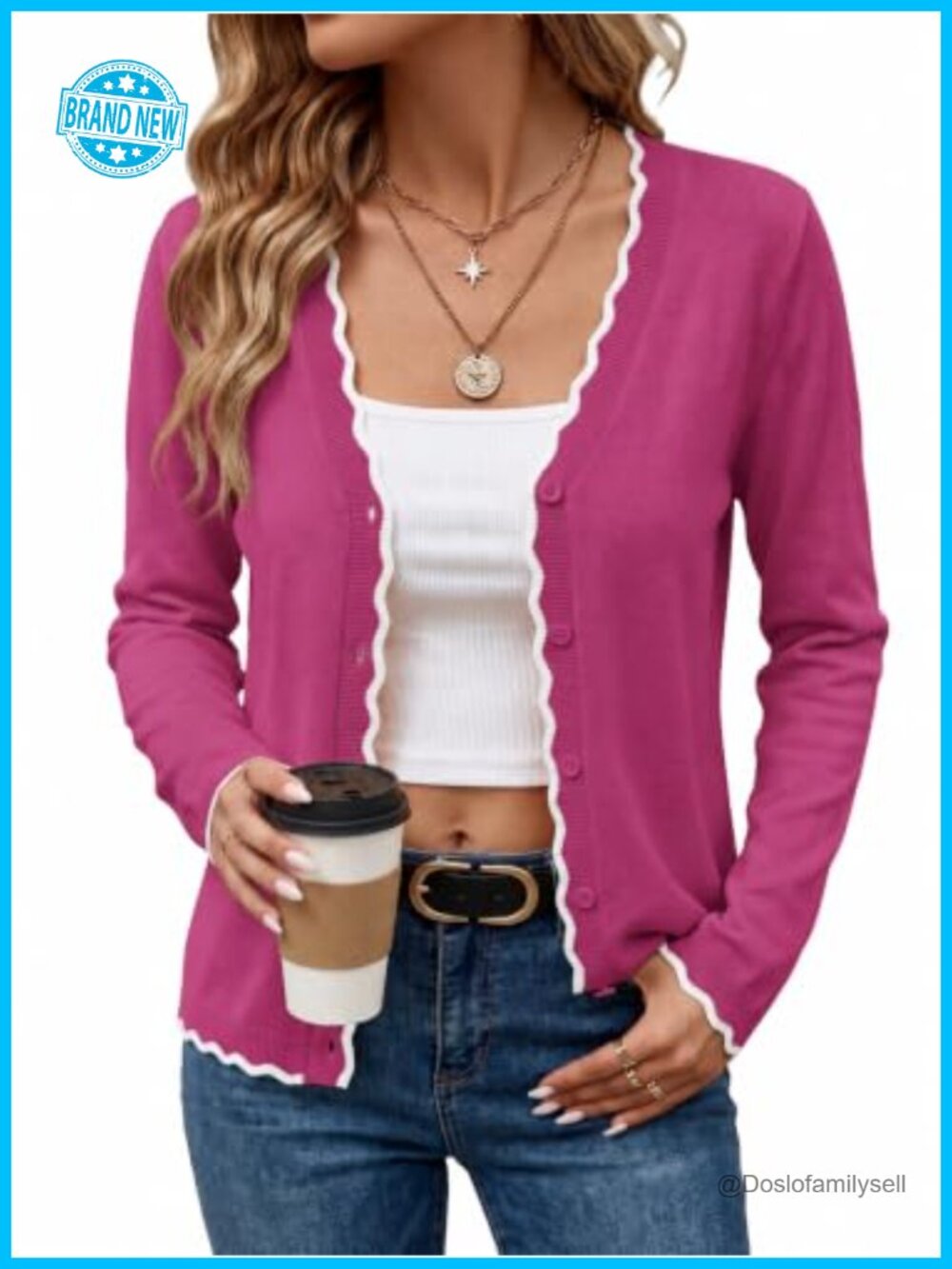 Womens Lightweight Button Down Knit Cardigan Long Sleeve V Neck Fall Layering